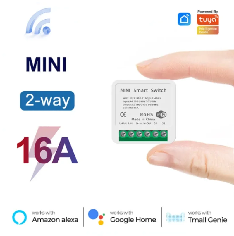 Home Automation Technology - Mini Interruttore WiFi 16A, Controllo Bidirezionale